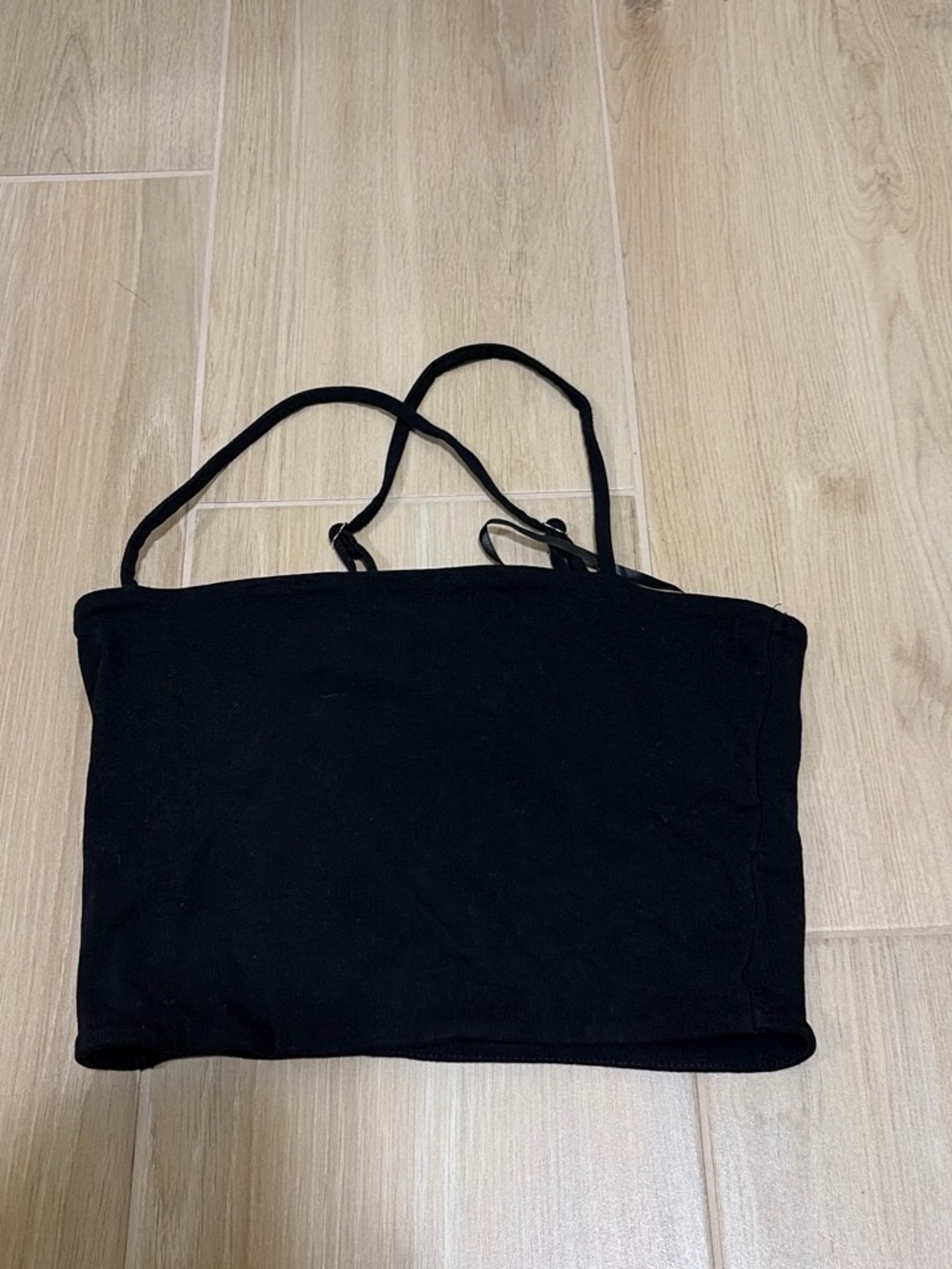 Women's Black Stretch Tank Top with Slim Straps